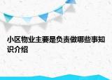 小區(qū)物業(yè)主要是負責做哪些事知識介紹