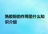 熟膠粉的作用是什么知識(shí)介紹