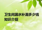 衛(wèi)生間漏水補(bǔ)漏多少錢知識介紹