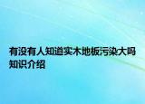有沒有人知道實木地板污染大嗎知識介紹