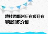 碧桂園鄭州所有項目有哪些知識介紹