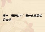 房產(chǎn)“帶押過戶”是什么意思知識(shí)介紹