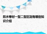 防水卷材一型二型區(qū)別有哪些知識(shí)介紹