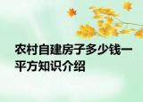 農(nóng)村自建房子多少錢一平方知識(shí)介紹