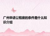 廣州申請公租房的條件是什么知識介紹