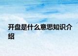 開盤是什么意思知識介紹