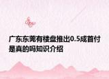 廣東東莞有樓盤推出0.5成首付是真的嗎知識(shí)介紹