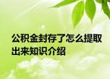 公積金封存了怎么提取出來知識介紹