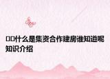 ??什么是集資合作建房誰知道呢知識介紹