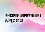 固化劑水泥的作用是什么相關(guān)知識(shí)